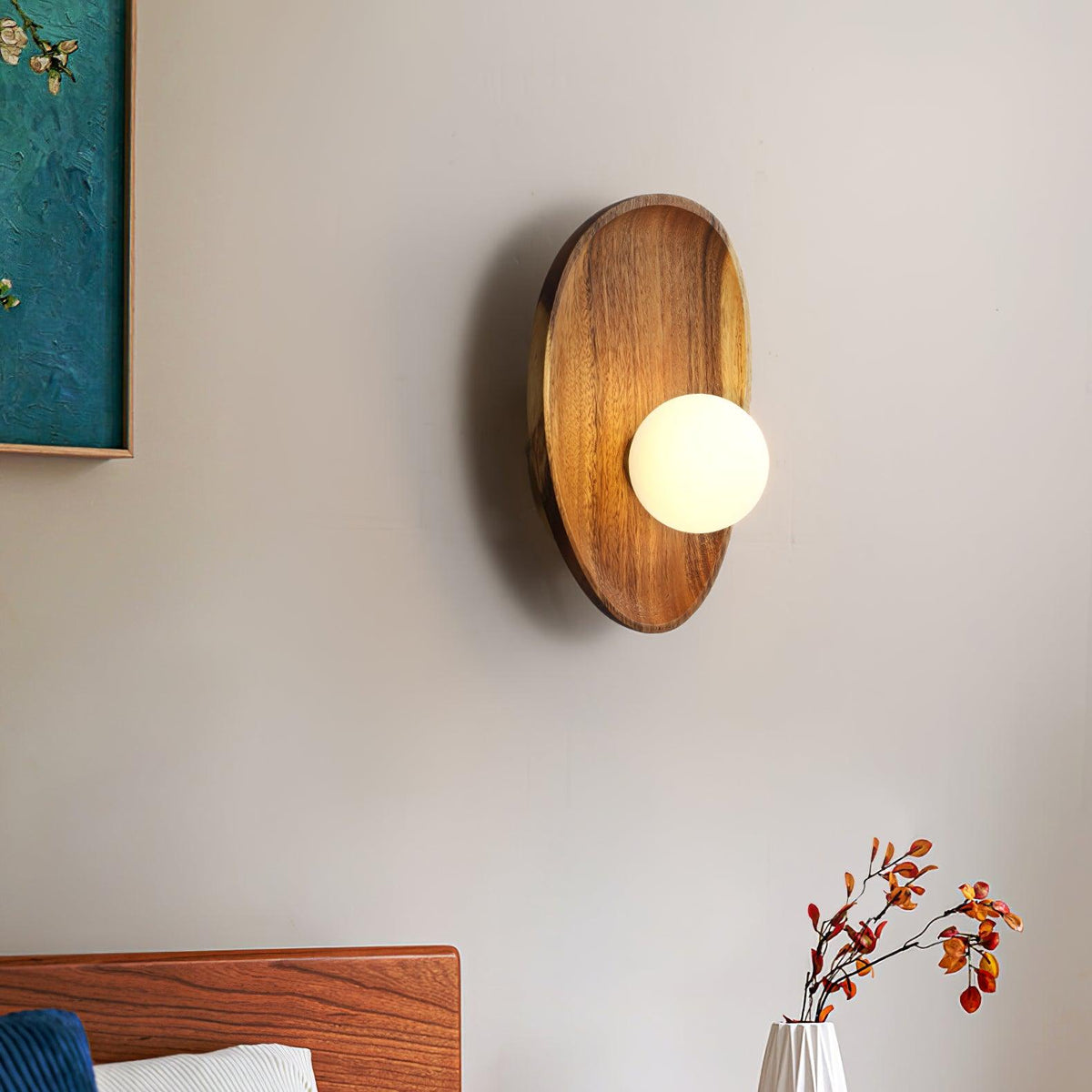 Sylaise moderne minimalistische wandlamp van walnoothout en glas