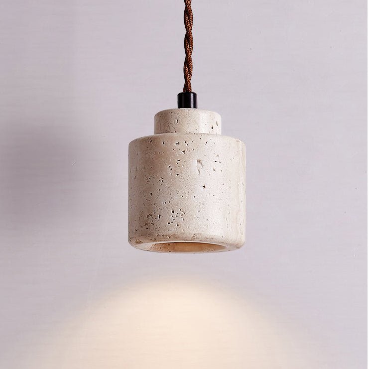 Elemental hanglamp van geel travertin