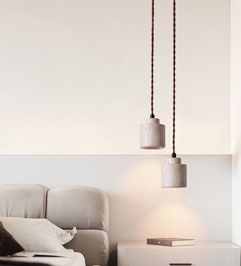 Elemental hanglamp van geel travertin