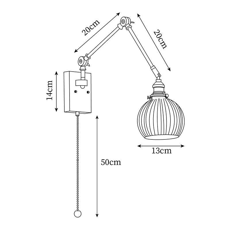 Vetra Vintage verstelbare wandlamp met schuifarm
