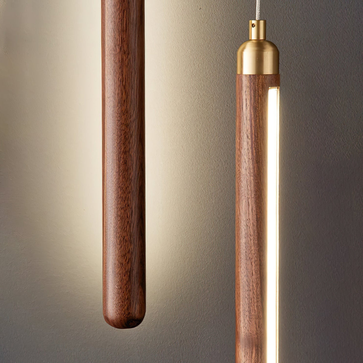 Kyoto walnoothout messing lineaire hanglamp