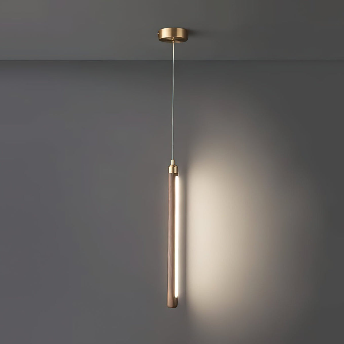 Kyoto walnoothout messing lineaire hanglamp