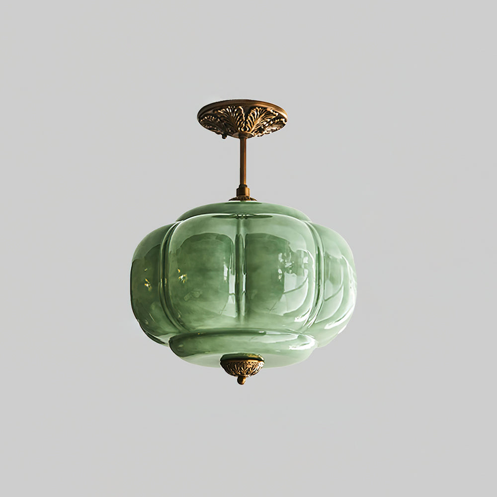 Eldio Groen glas Semi Vlakke plafondlamp
