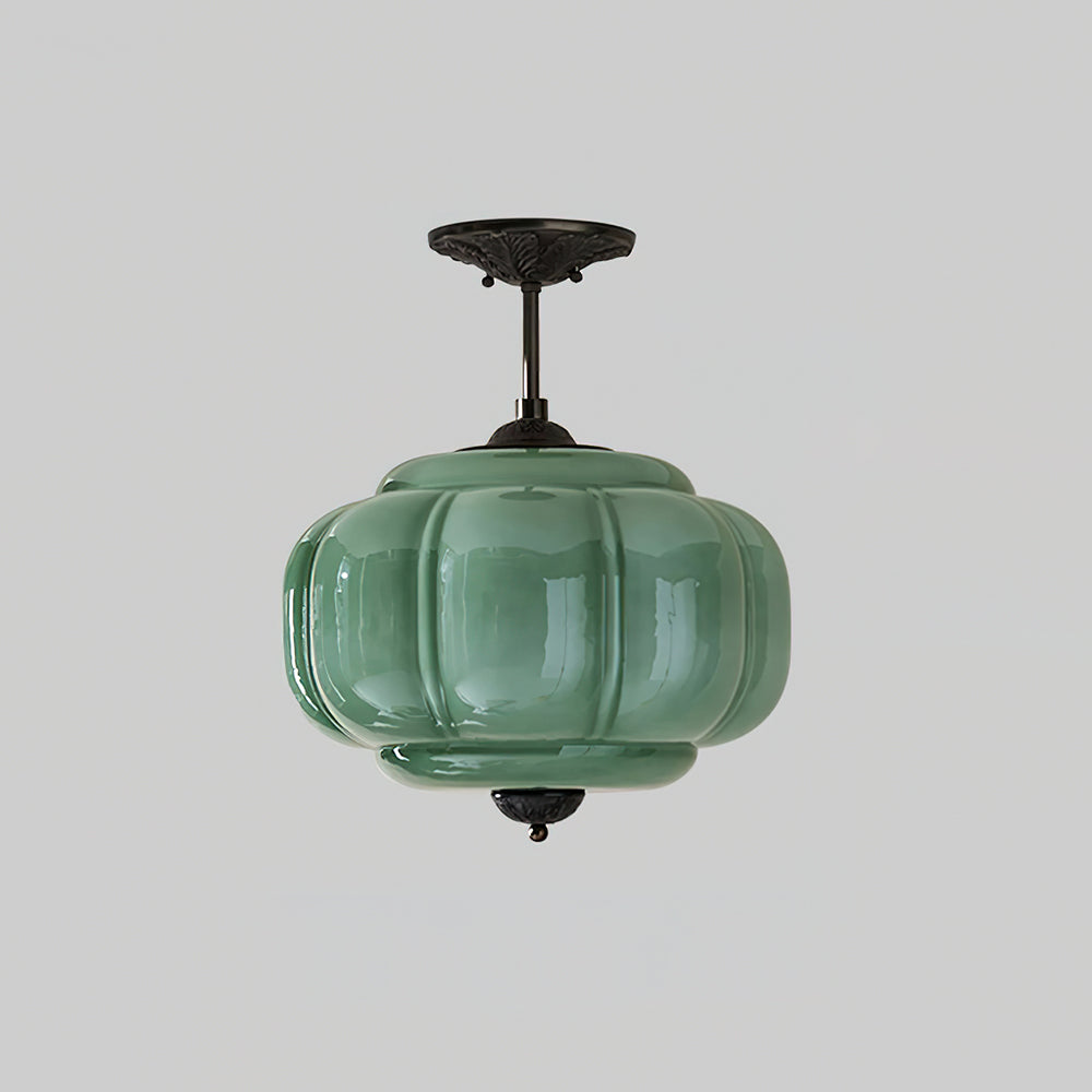 Eldio Groen glas Semi Vlakke plafondlamp