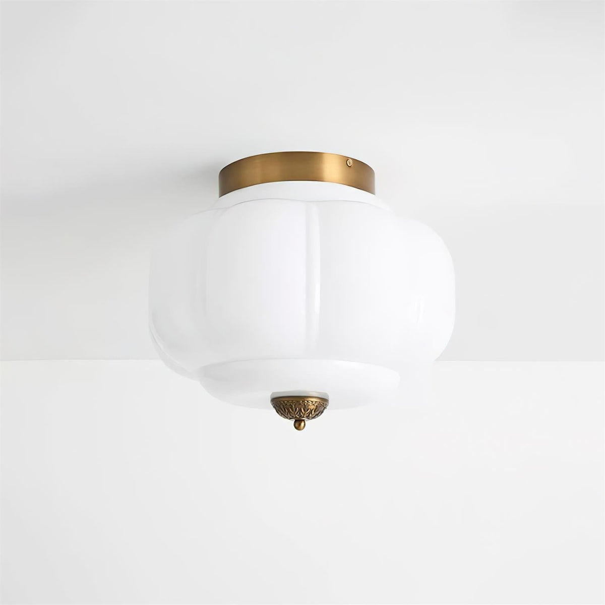 Selviro plafondlamp groen glas messing klassiek