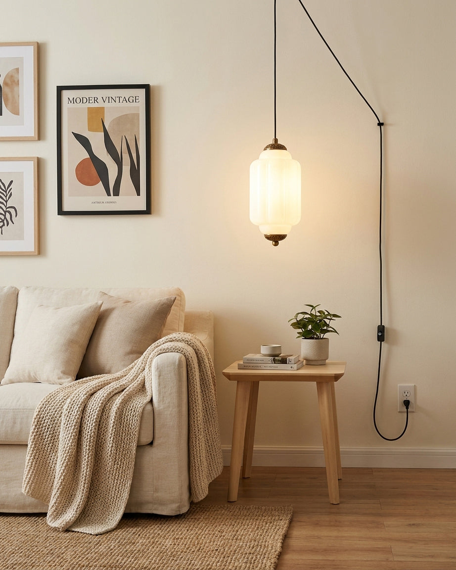 Veleaine hanglamp van glas met stekker