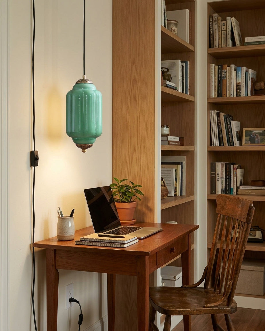 Veleaine hanglamp van glas met stekker
