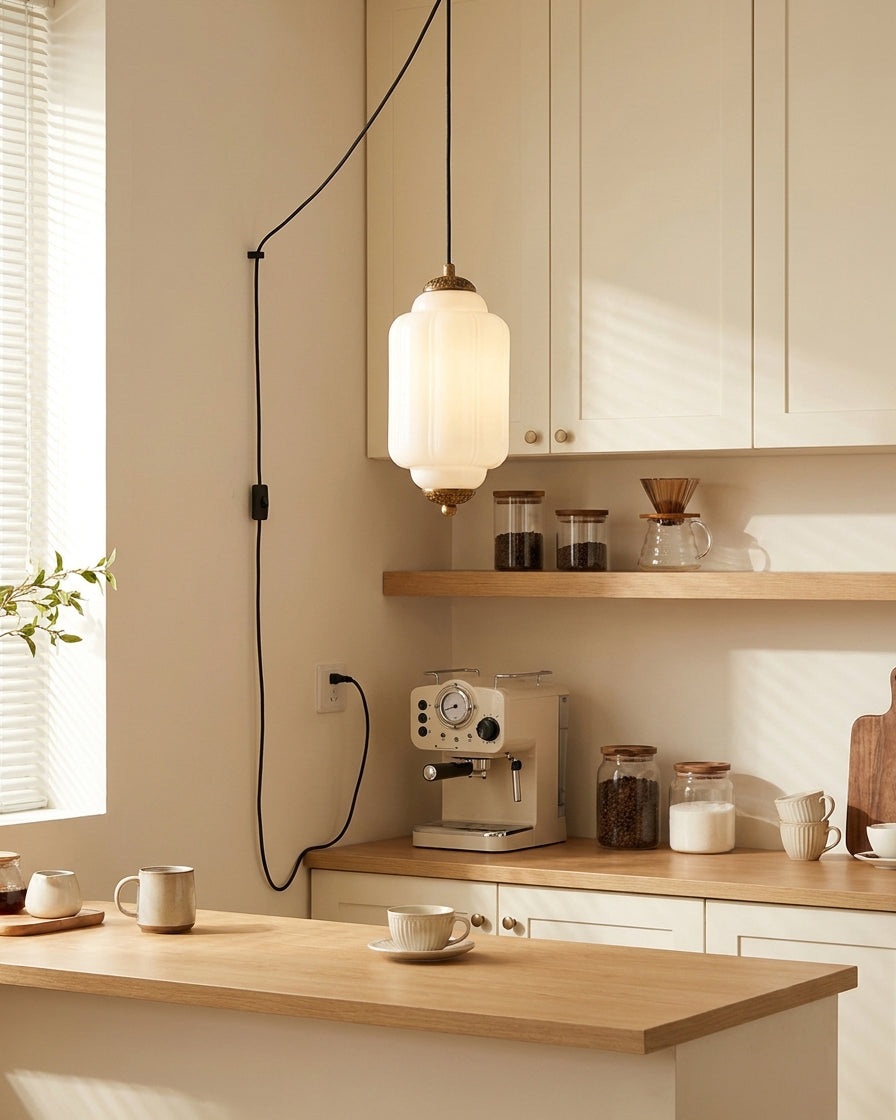 Veleaine hanglamp van glas met stekker