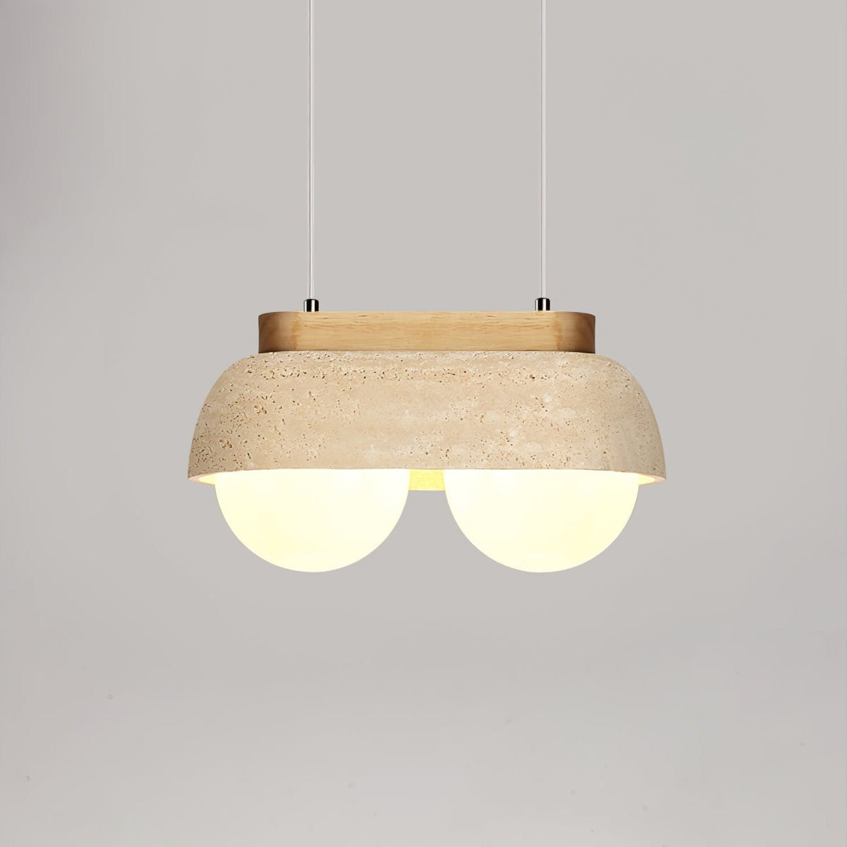 Yeln hanglamp van geel travertin