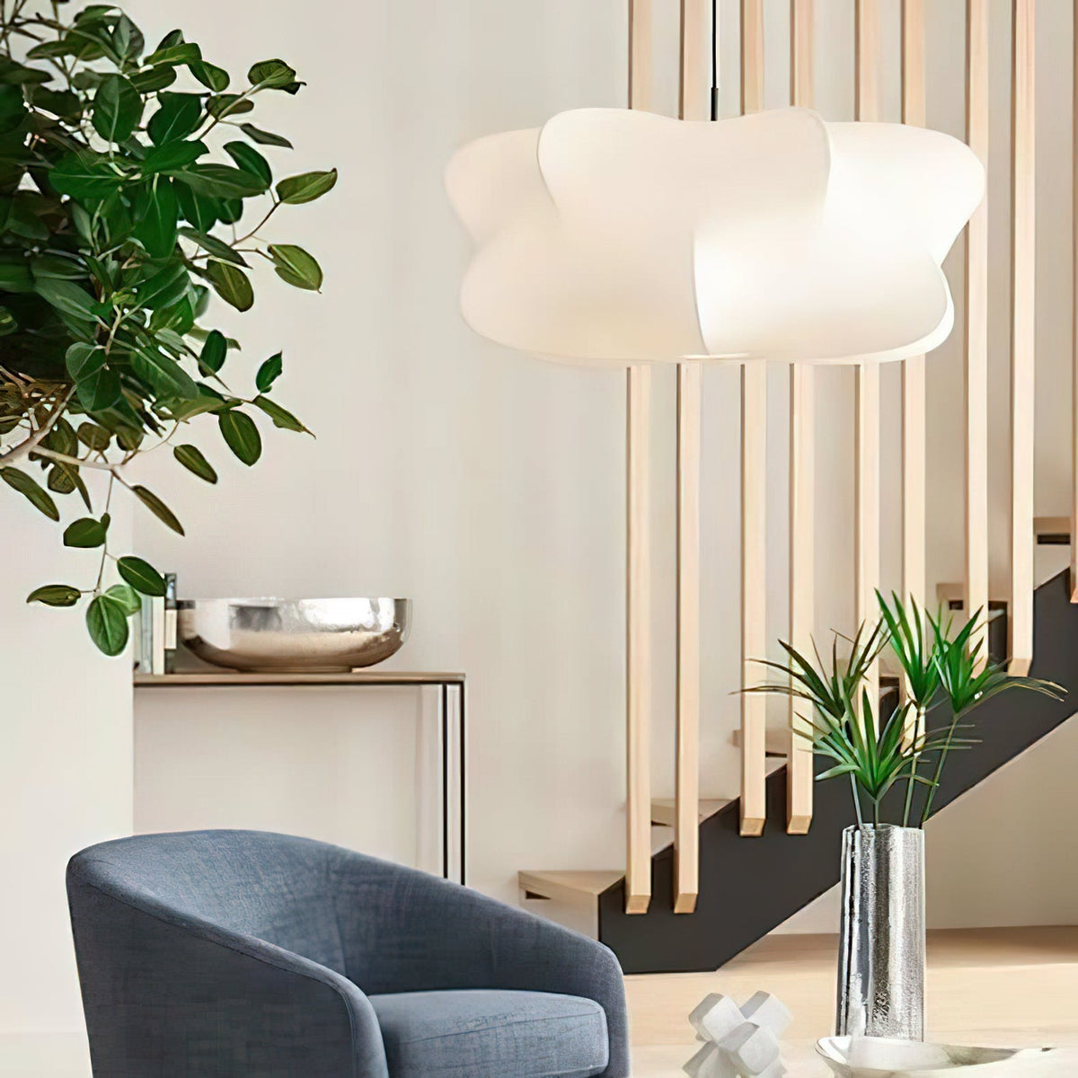 Bibi hanglamp met decoratieve zijden kap
