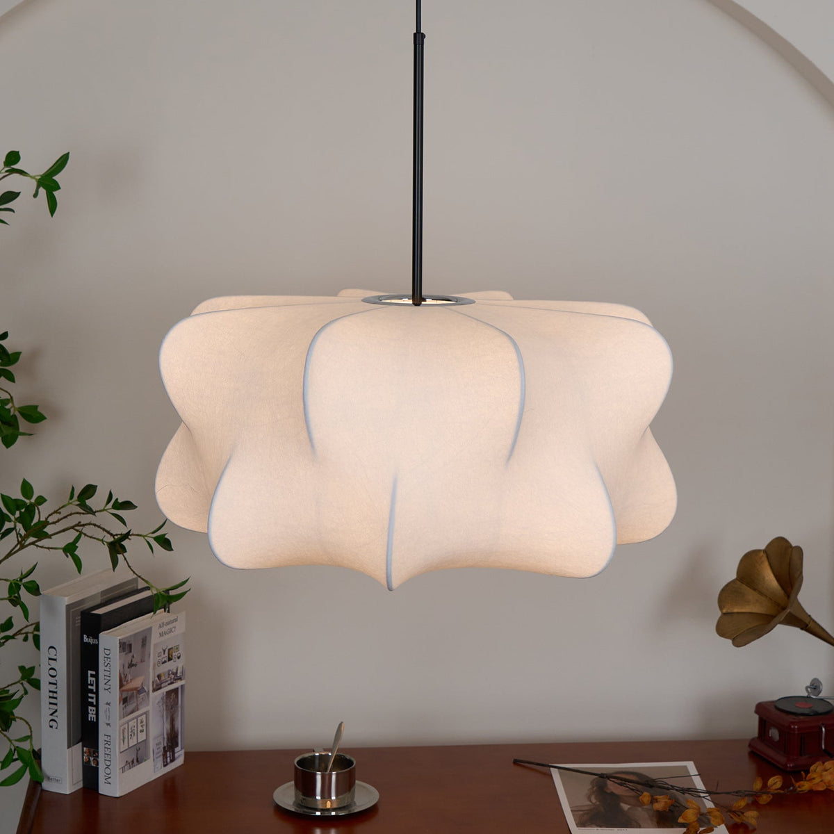 Bibi hanglamp met decoratieve zijden kap