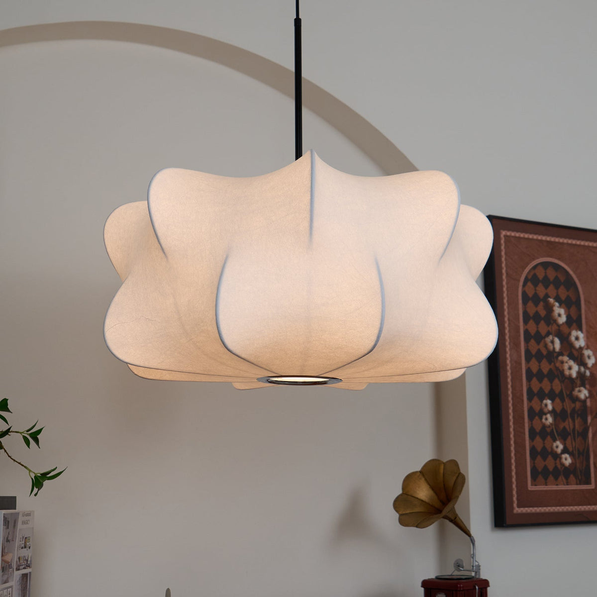 Bibi hanglamp met decoratieve zijden kap