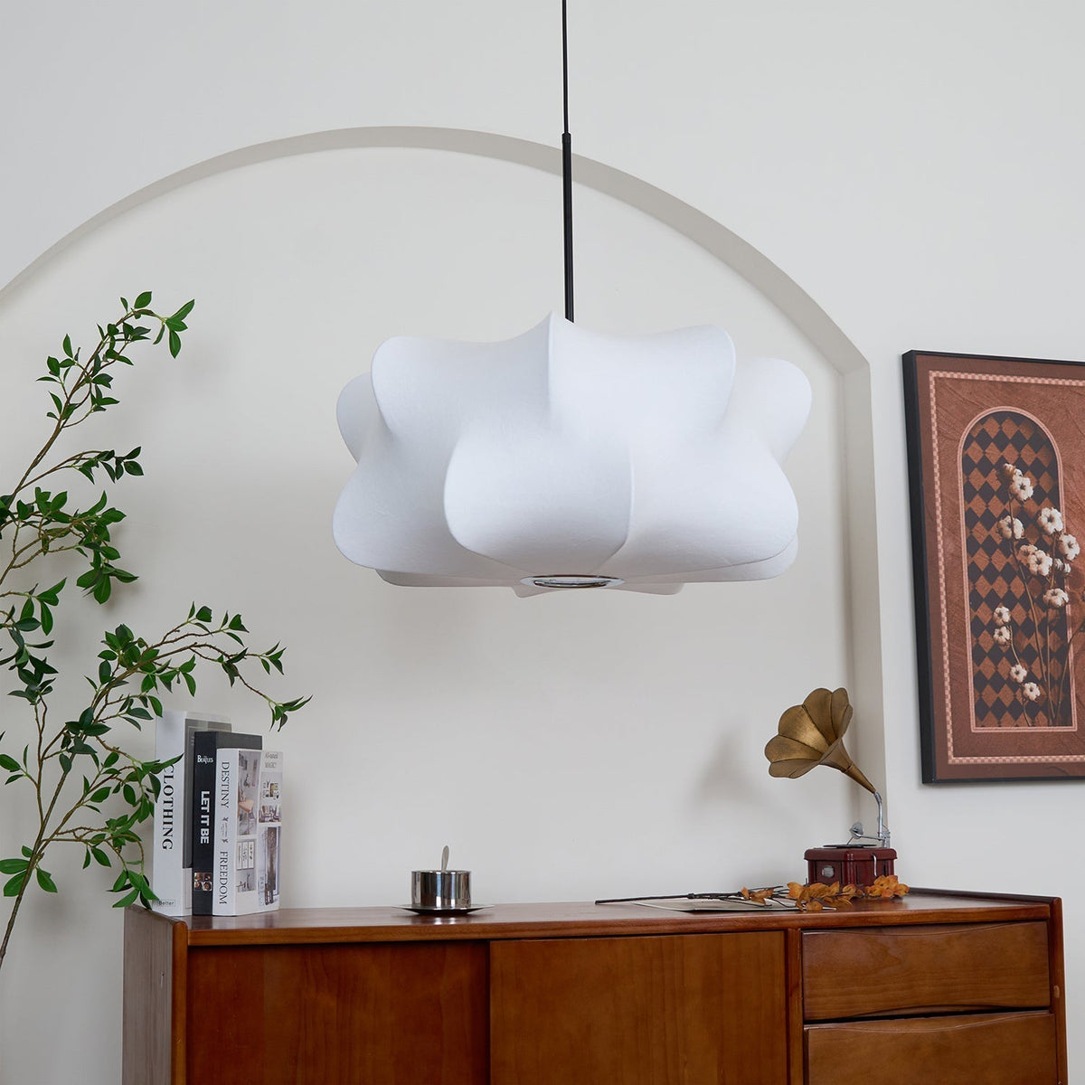 Bibi hanglamp met decoratieve zijden kap