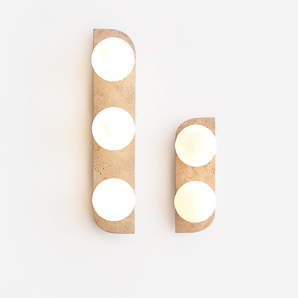 Serearia Minimalistische wandlamp van geel travertin met stekker