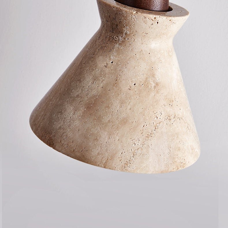 Ember hanglamp met geel travertin en walnoot