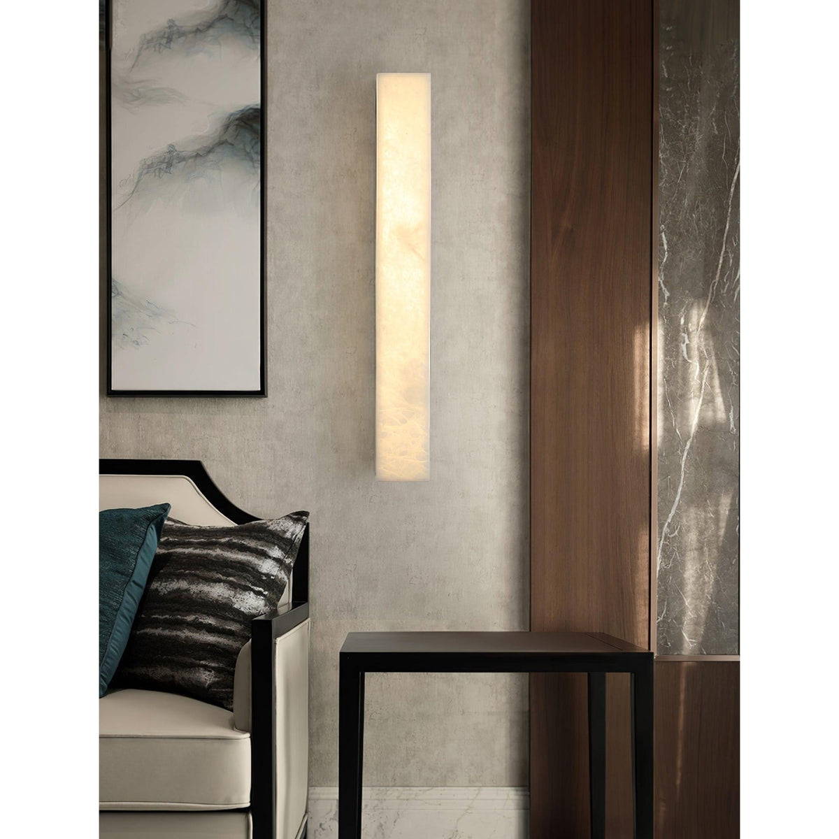 Quill wandlamp van messing met albasten kap