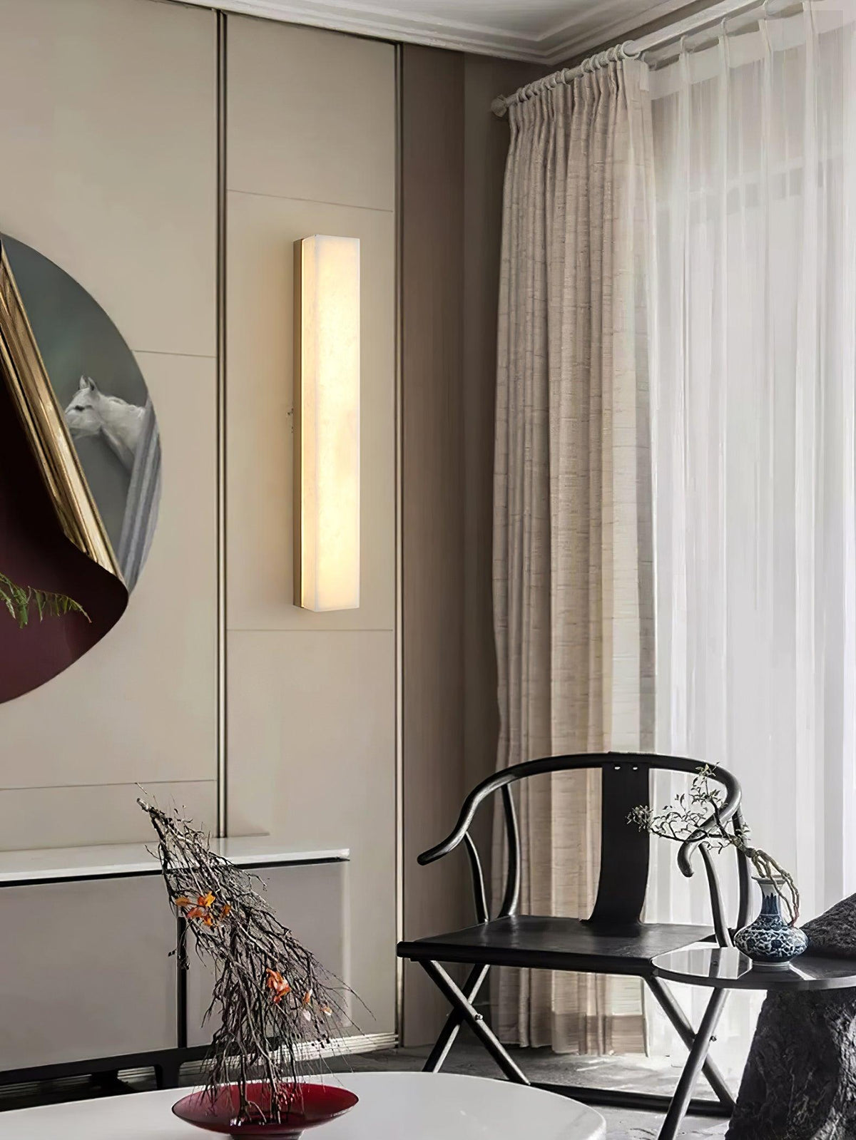 Nivearia Minimalistische wandlamp van albast rechthoekig