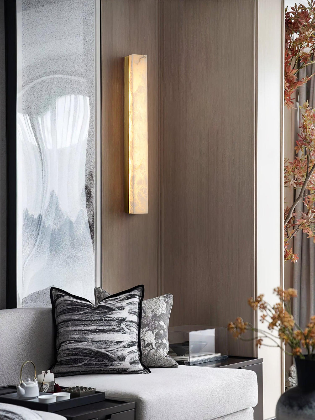Nivearia Minimalistische wandlamp van albast rechthoekig