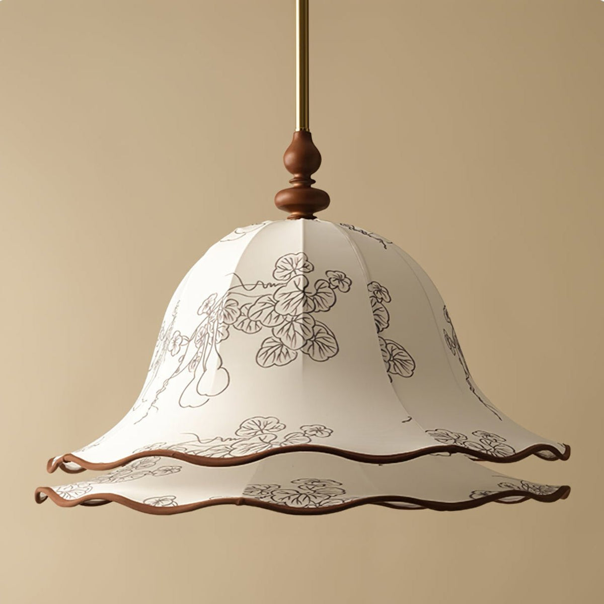 Ilsilis Traditionele Elegantie Bloemmotief Stoffen Hout hanglamp