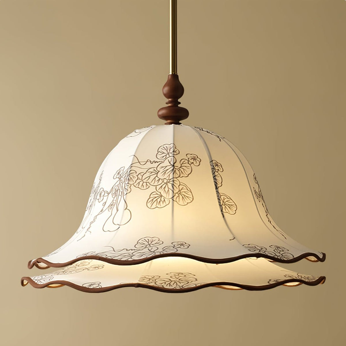 Ilsilis Traditionele Elegantie Bloemmotief Stoffen Hout hanglamp