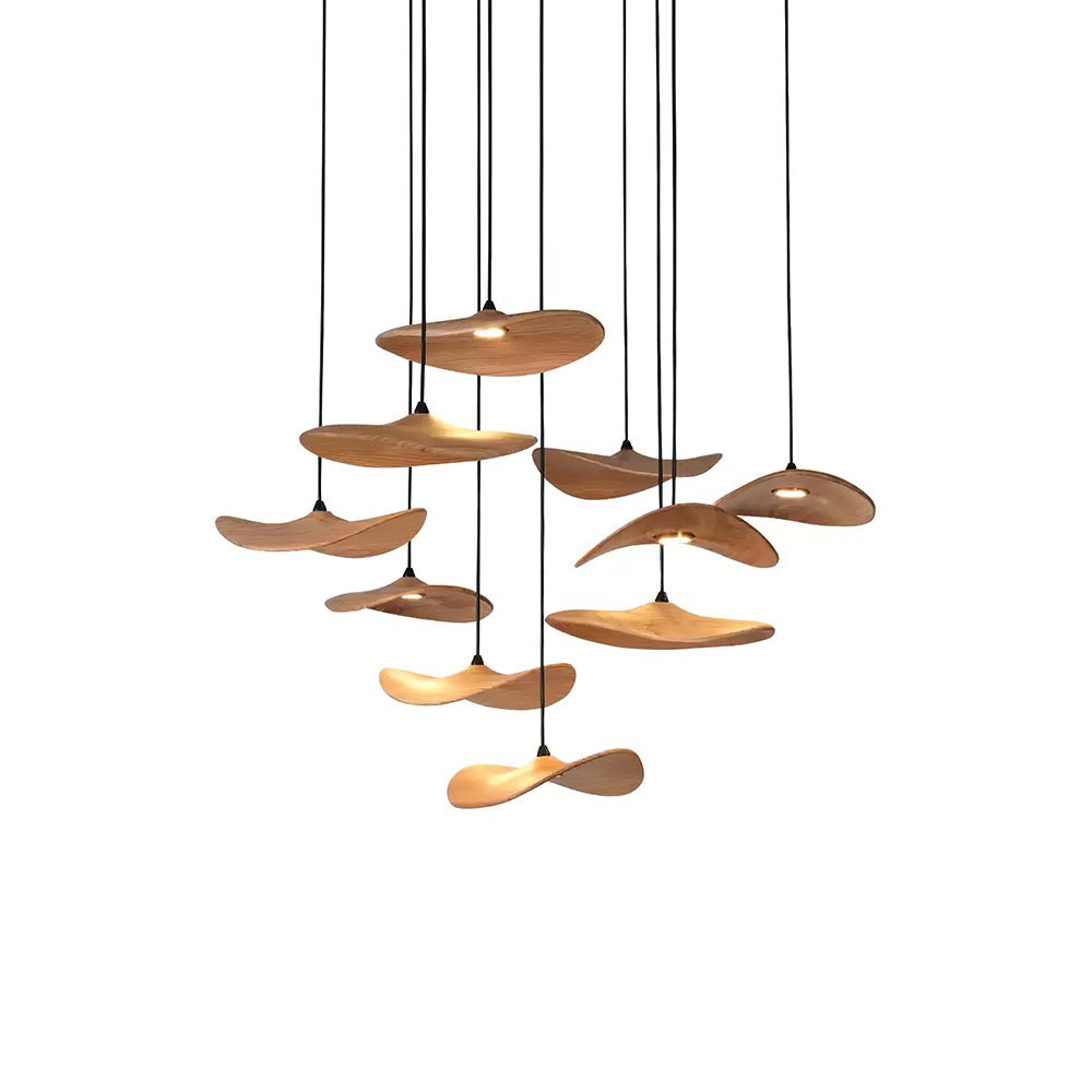 Abbott Moderne minimalistische kroonluchter met leeg houten bloemblaad