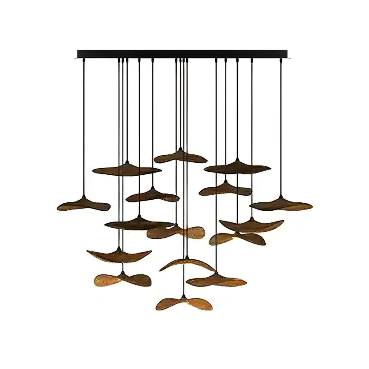 Abbott Moderne minimalistische kroonluchter met leeg houten bloemblaad