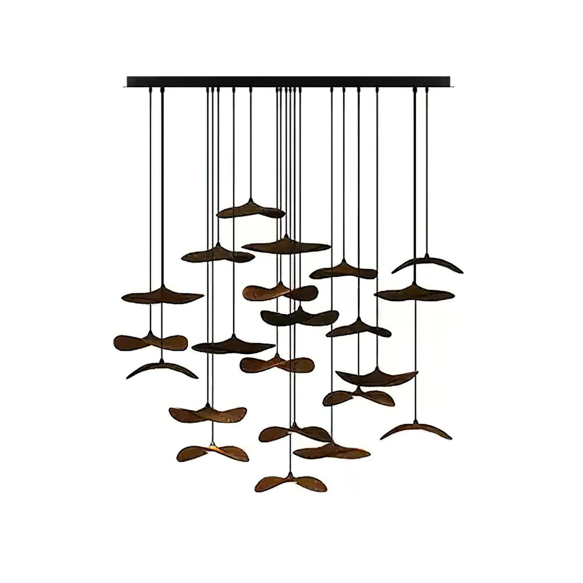 Abbott Moderne minimalistische kroonluchter met leeg houten bloemblaad