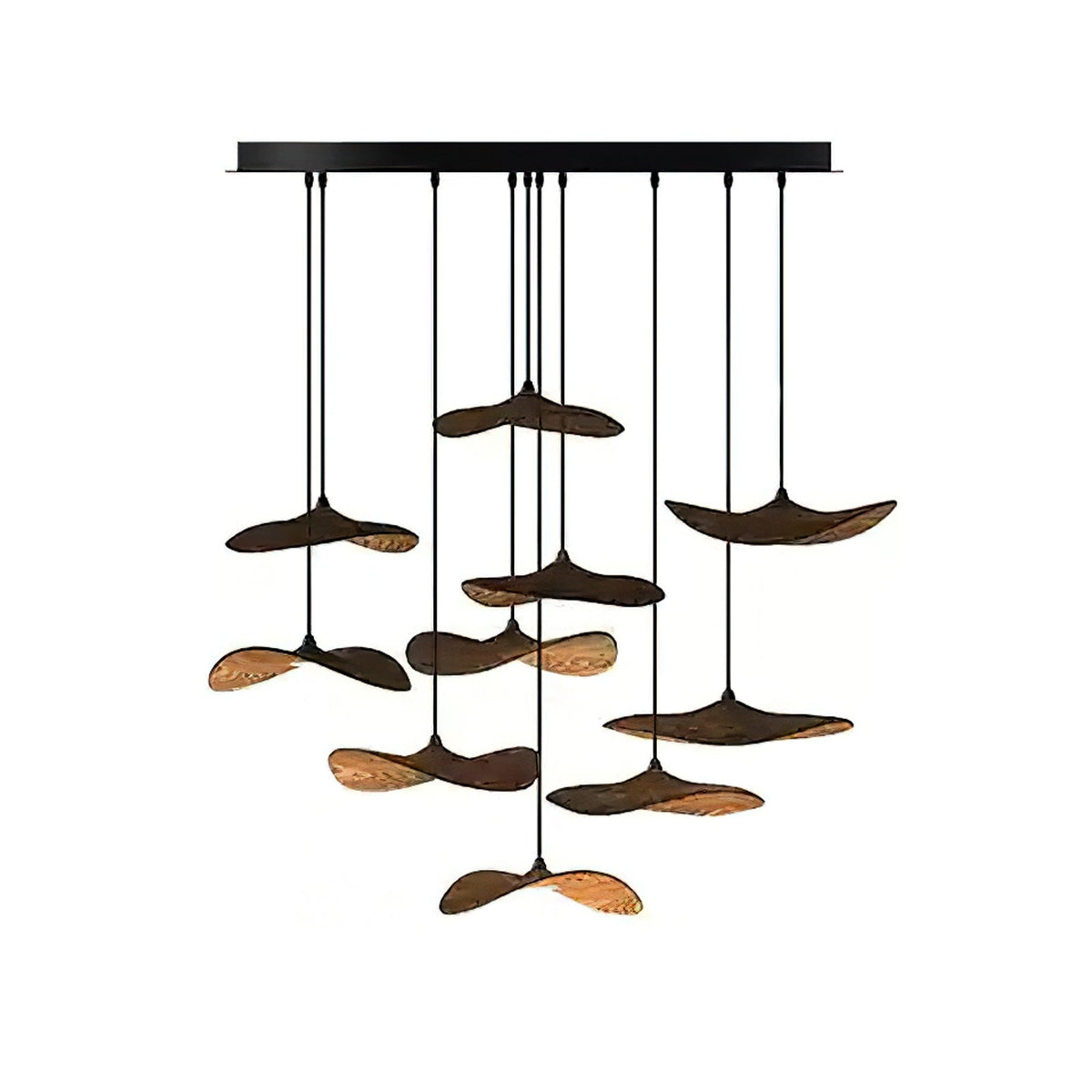 Abbott Moderne minimalistische kroonluchter met leeg houten bloemblaad