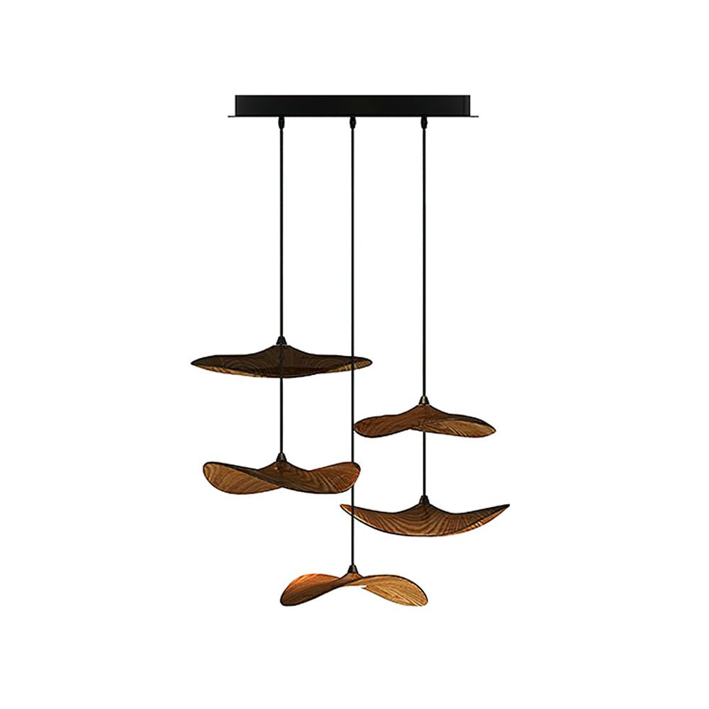 Abbott Moderne minimalistische kroonluchter met leeg houten bloemblaad