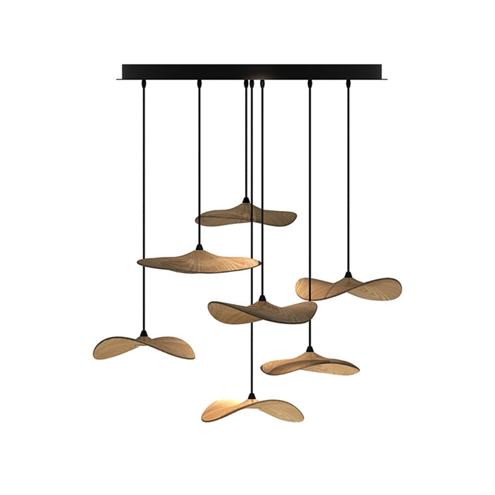 Abbott Moderne minimalistische kroonluchter met leeg houten bloemblaad