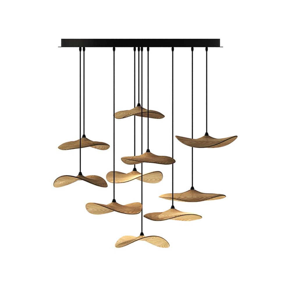Abbott Moderne minimalistische kroonluchter met leeg houten bloemblaad