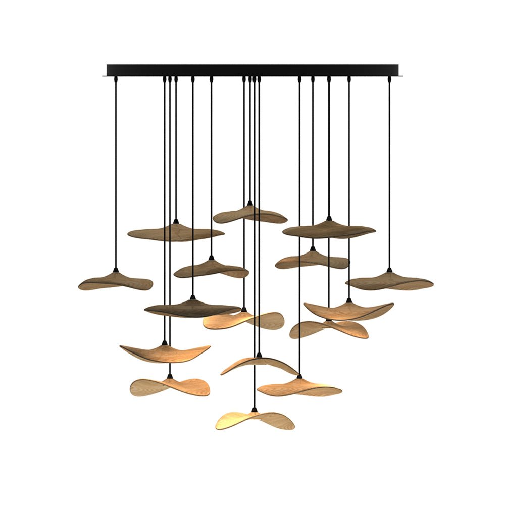Abbott Moderne minimalistische kroonluchter met leeg houten bloemblaad