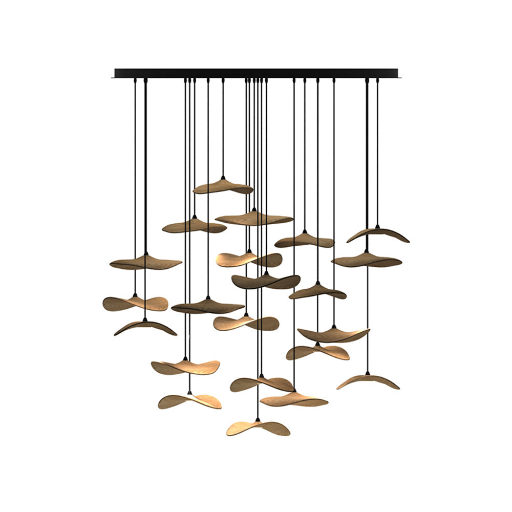 Abbott Moderne minimalistische kroonluchter met leeg houten bloemblaad