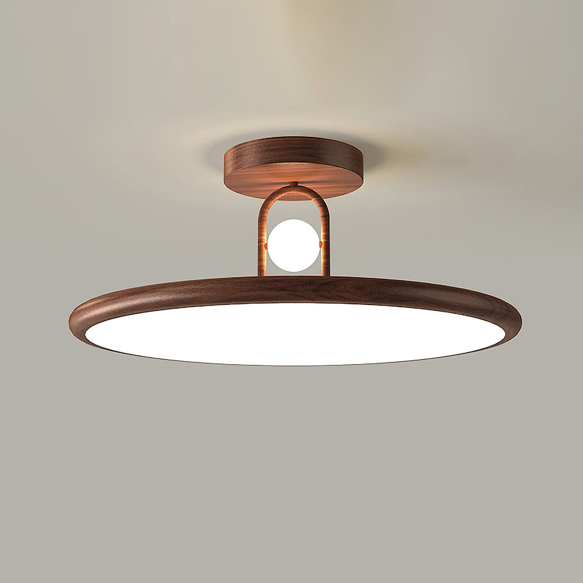Mirisel Halo Vlakke plafondlamp Houtkleur Metaal