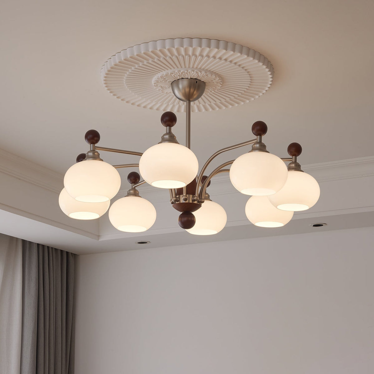 Ivloria Traditionele Elegantie Orbit Hout glas Kroonluchter