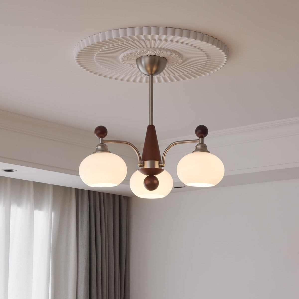 Ivloria Traditionele Elegantie Orbit Hout glas Kroonluchter