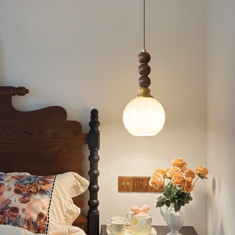 Vothaila Traditionele Elegantie Vintage glas Hout hanglamp