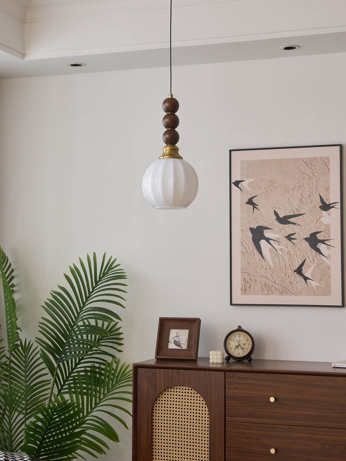 Vothaila Traditionele Elegantie Vintage glas Hout hanglamp