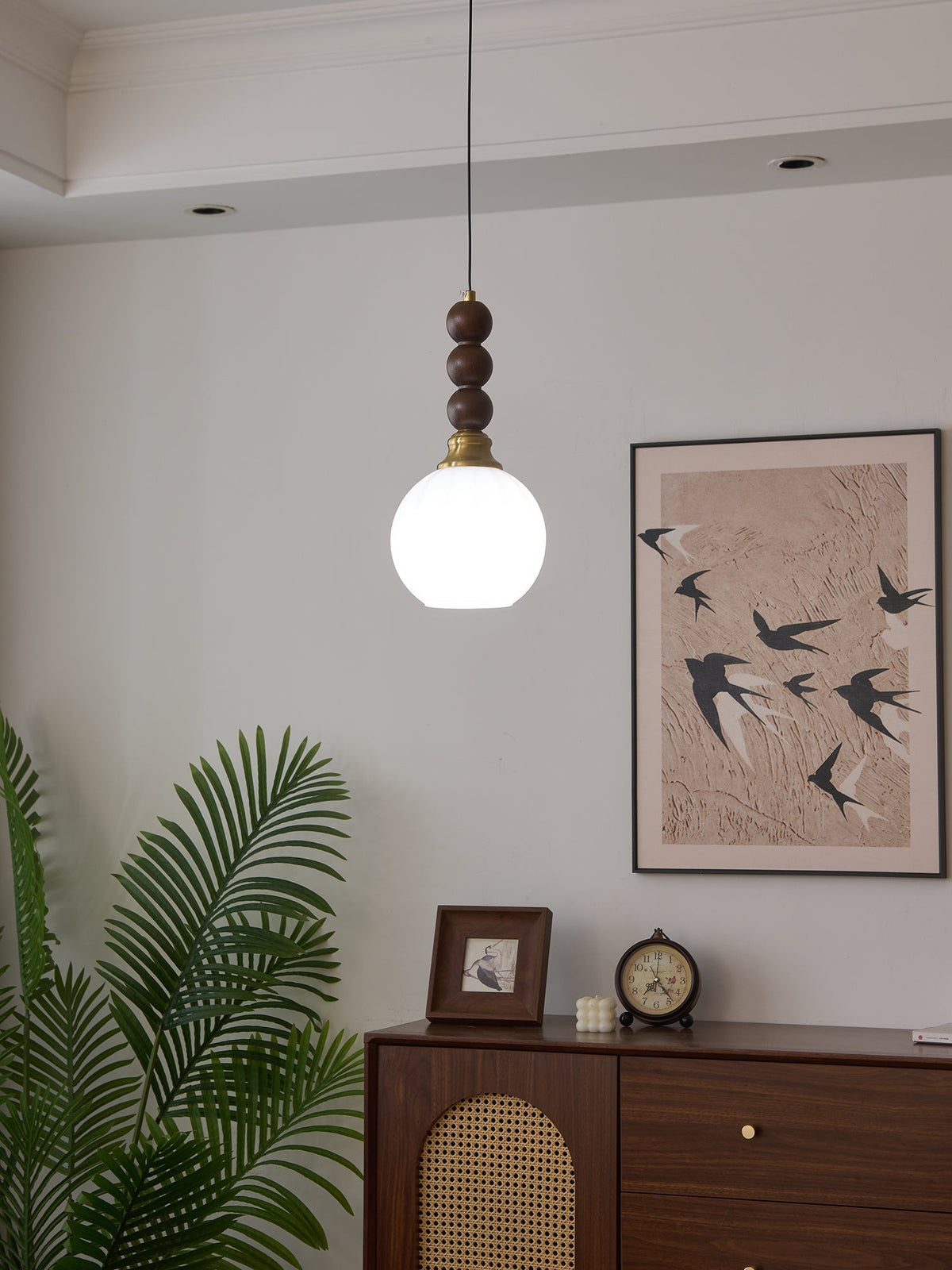 Vothaila Traditionele Elegantie Vintage glas Hout hanglamp