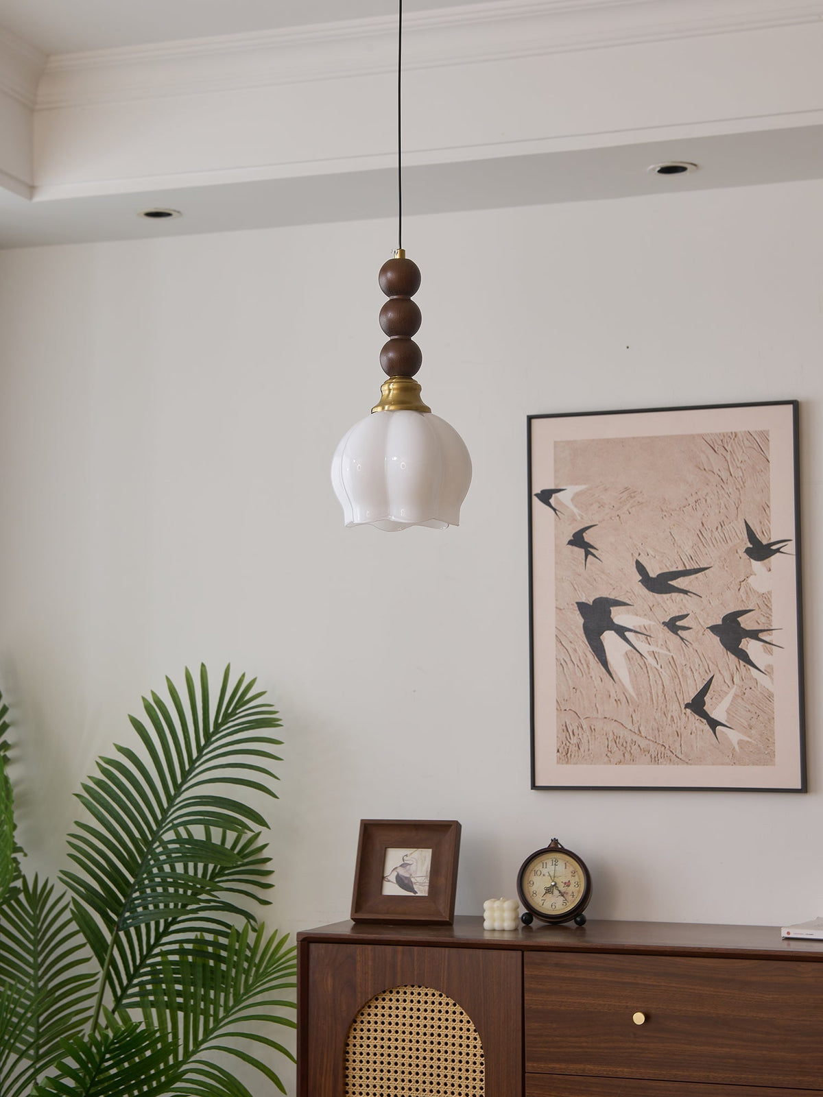 Vothaila Traditionele Elegantie Vintage glas Hout hanglamp