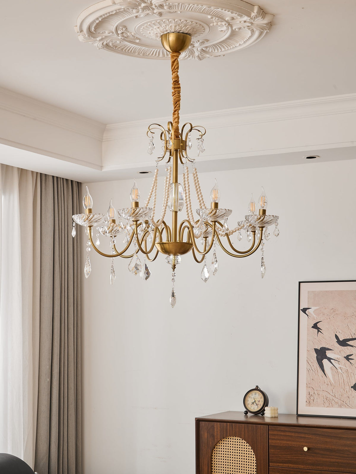 Evaria traditionele luxe kroonluchter met kristal en parels