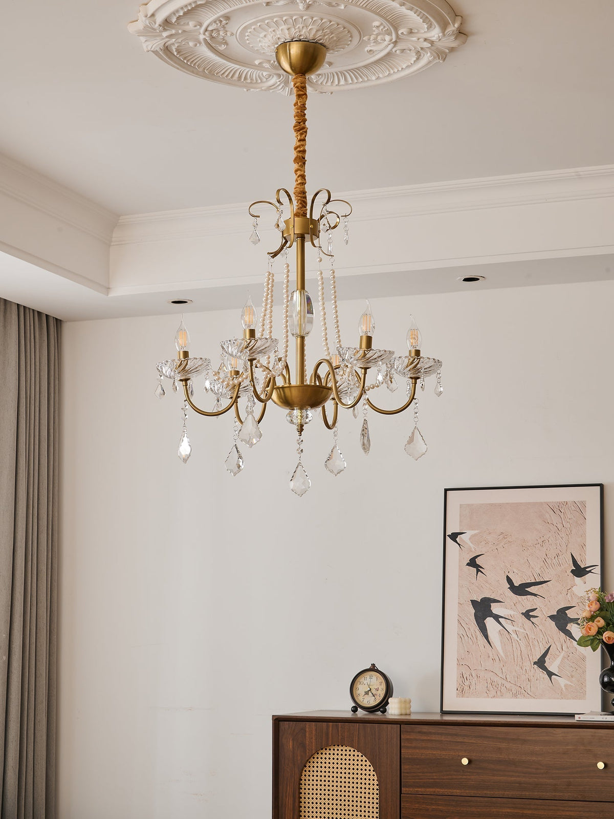 Evaria traditionele luxe kroonluchter met kristal en parels