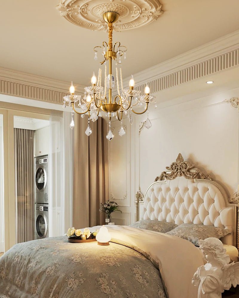 Evaria traditionele luxe kroonluchter met kristal en parels