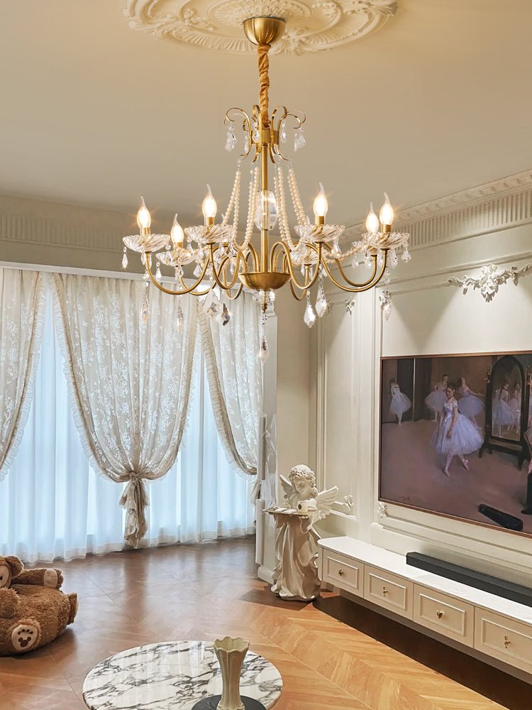 Evaria traditionele luxe kroonluchter met kristal en parels