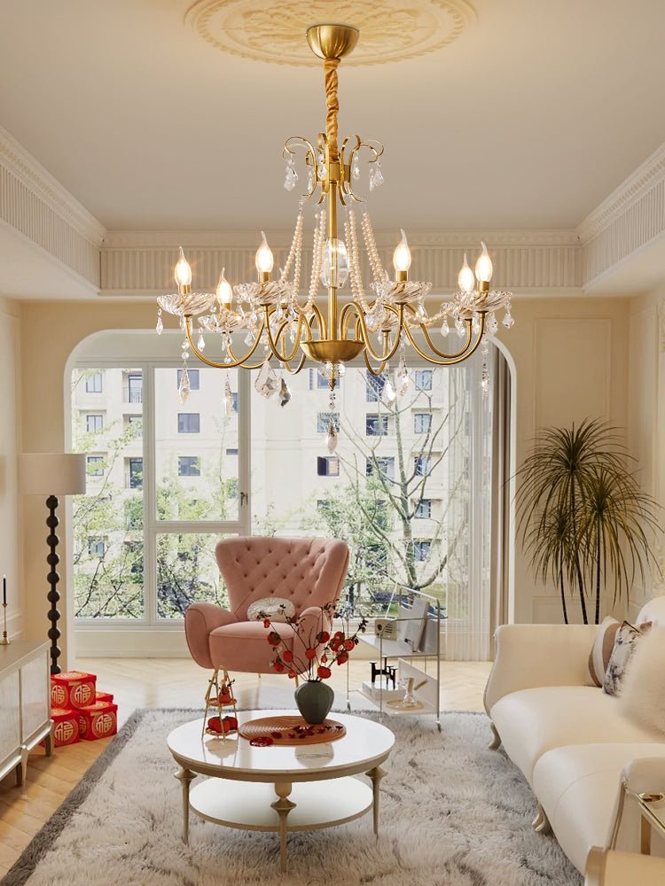 Evaria traditionele luxe kroonluchter met kristal en parels