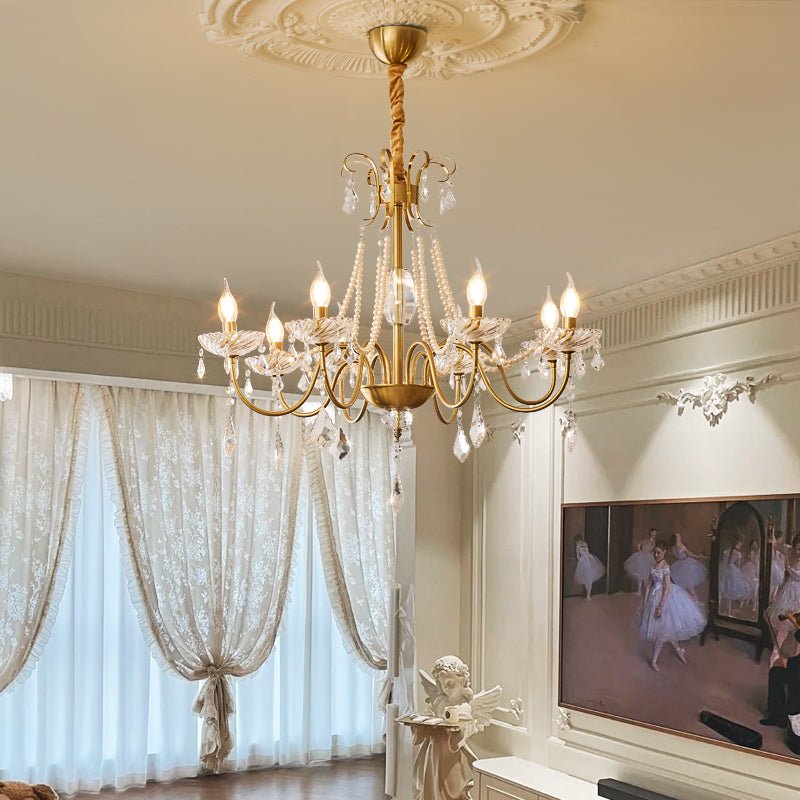Evaria traditionele luxe kroonluchter met kristal en parels