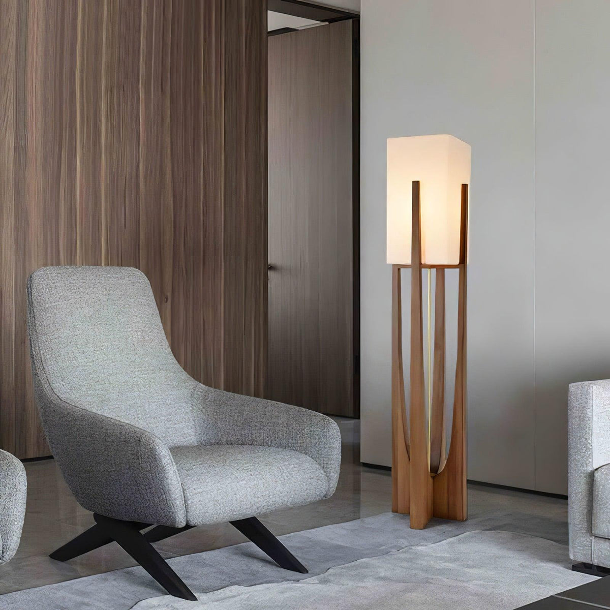 Syleia vloerlamp van hout modern