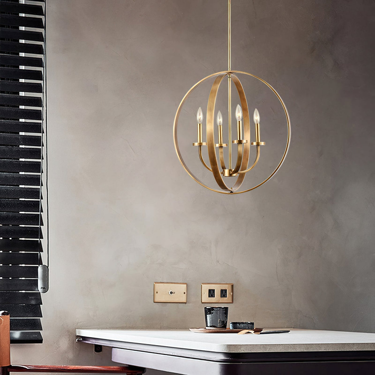 Niroxa kroonluchter met lantern frame goudkleurig