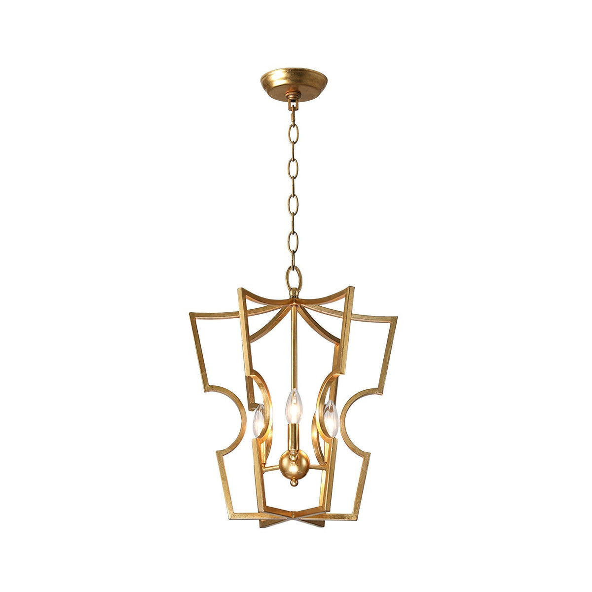 Niroxa kroonluchter met lantern frame goudkleurig