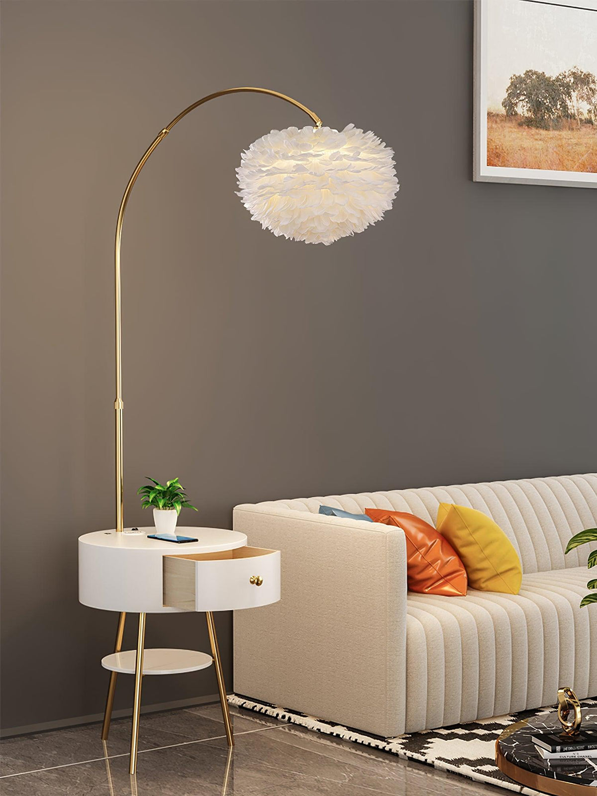 Navoic Marmer Hout Vloerlamp